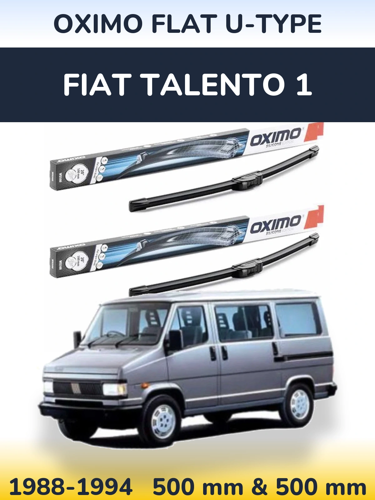 Комплект передних дворников Oximo Flat U-type 500 & 500 мм для Fiat Talento 1 1988-1994