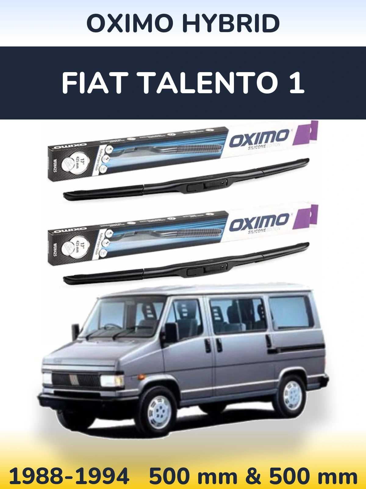 Комплект передних дворников Oximo Hybrid 500 & 500 мм для Fiat Talento 1 1988-1994