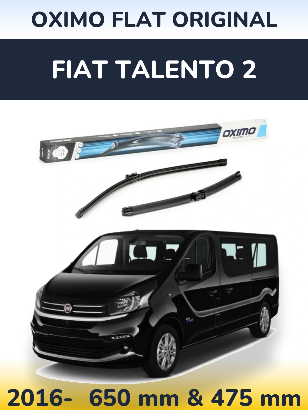 Комплект передніх щіток Oximo Flat Original 650 & 475 мм для Fiat Talento 2 2016-2026