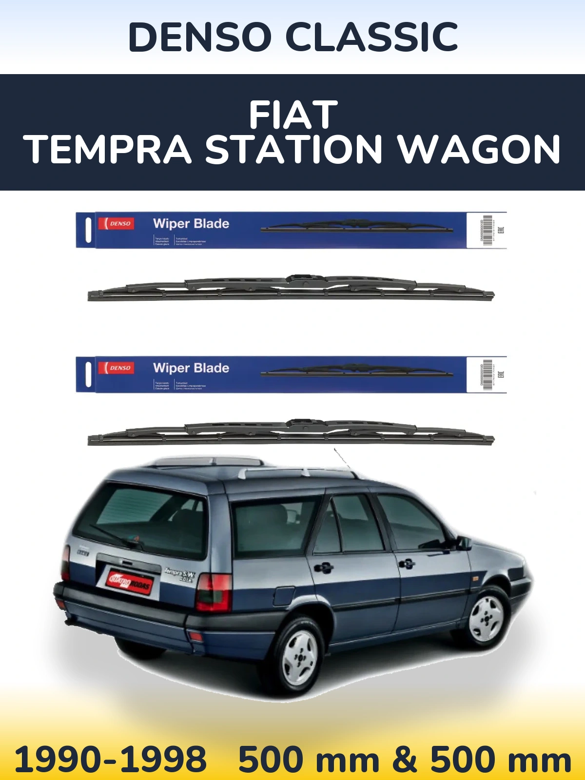 Комплект передніх щіток Denso Classic 500 & 500 мм для Fiat Tempra Station Wagon 1990-1998