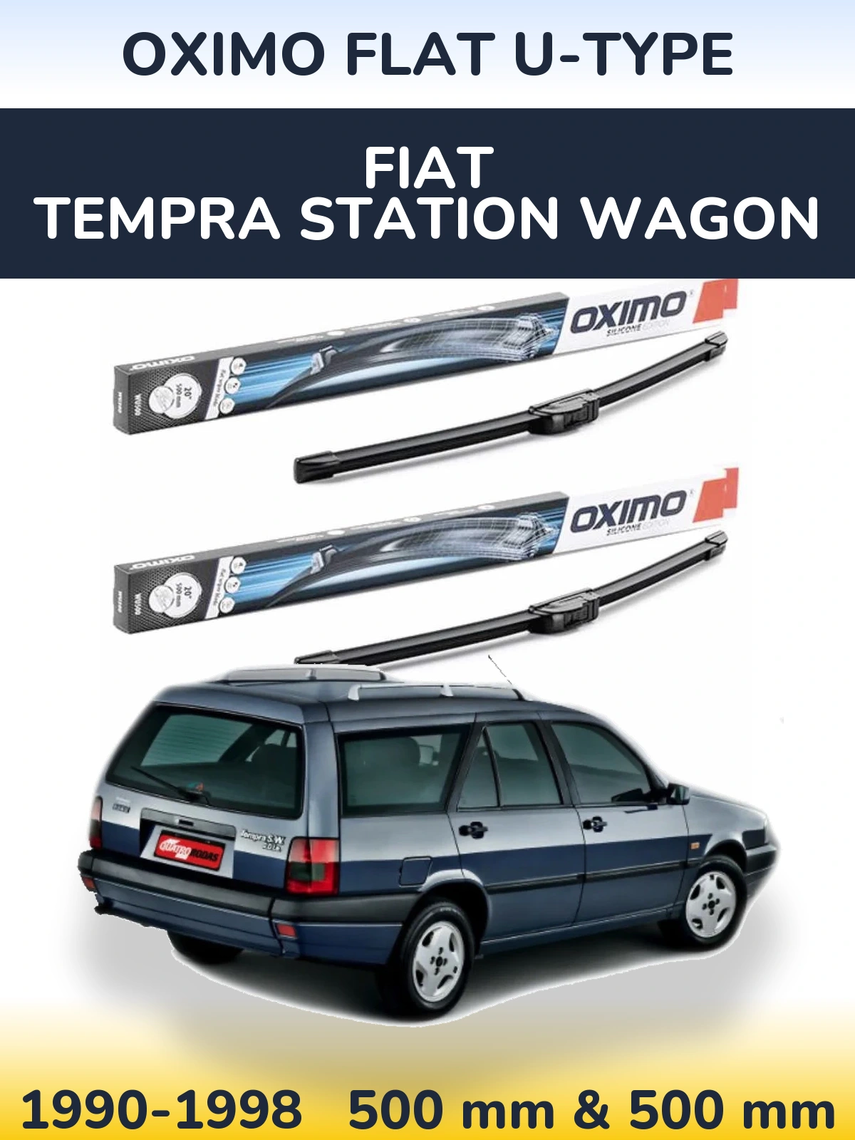 Комплект передних дворников Oximo Flat U-type 500 & 500 мм для Fiat Tempra Station Wagon 1990-1998