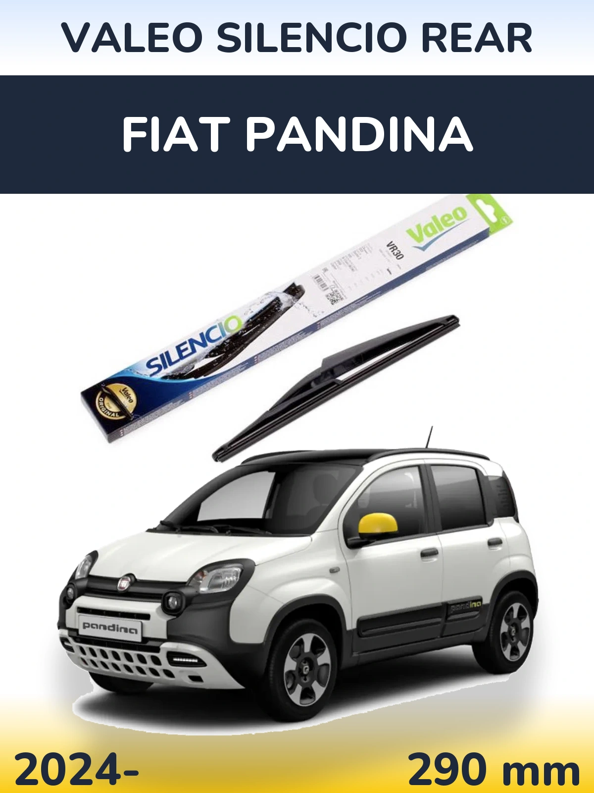 Rear wiper blade Valeo Silencio Rear 290 mm for Fiat Pandina 2024-2026