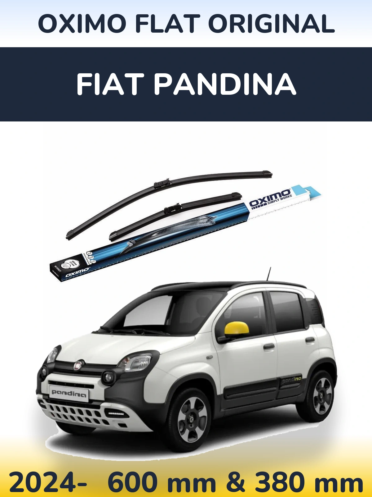 Комплект передніх щіток Oximo Flat Original 600 & 380 мм для Fiat Pandina 2024-2026
