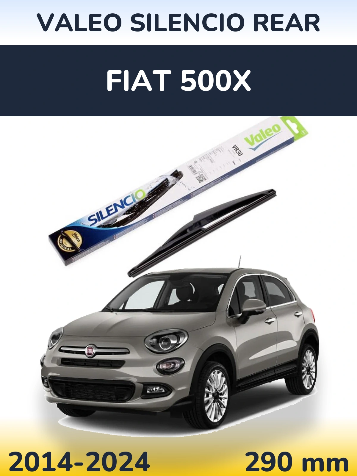 Rear wiper blade Valeo Silencio Rear 290 mm for Fiat 500X 2014-2024