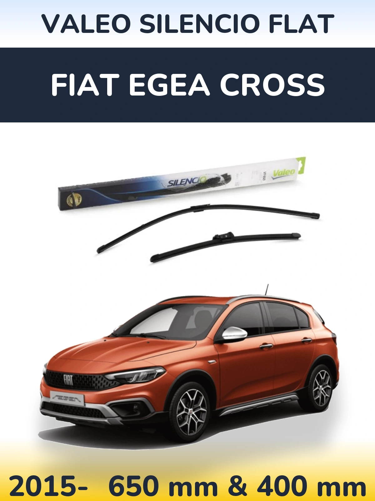 Комплект передних дворников Valeo Silencio Flat 650 & 400 мм для Fiat Egea Cross 2015-2026