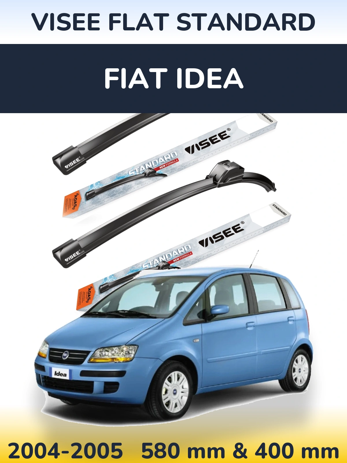 Комплект передних дворников VISEE FLAT STANDARD 580 & 400 мм для Fiat Idea 2004-2005