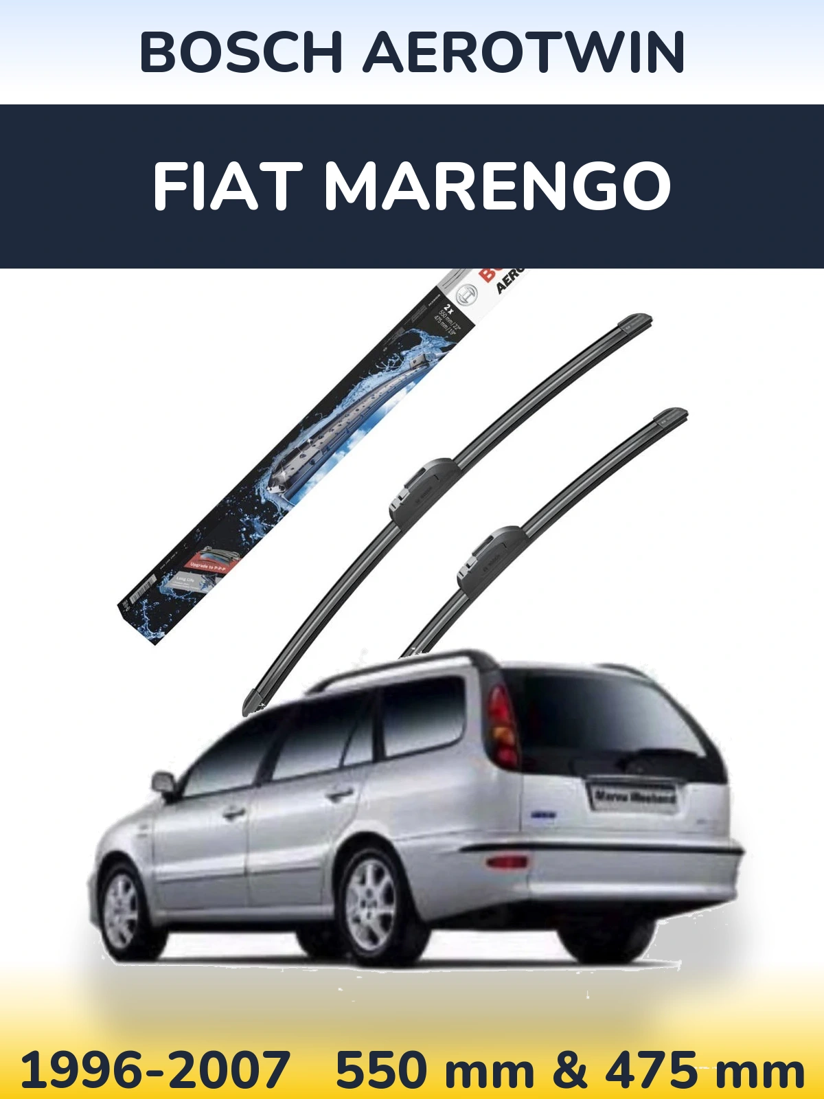 Front wiper blade set BOSCH AeroTwin 550 & 475 mm for Fiat Marengo 1996-2007