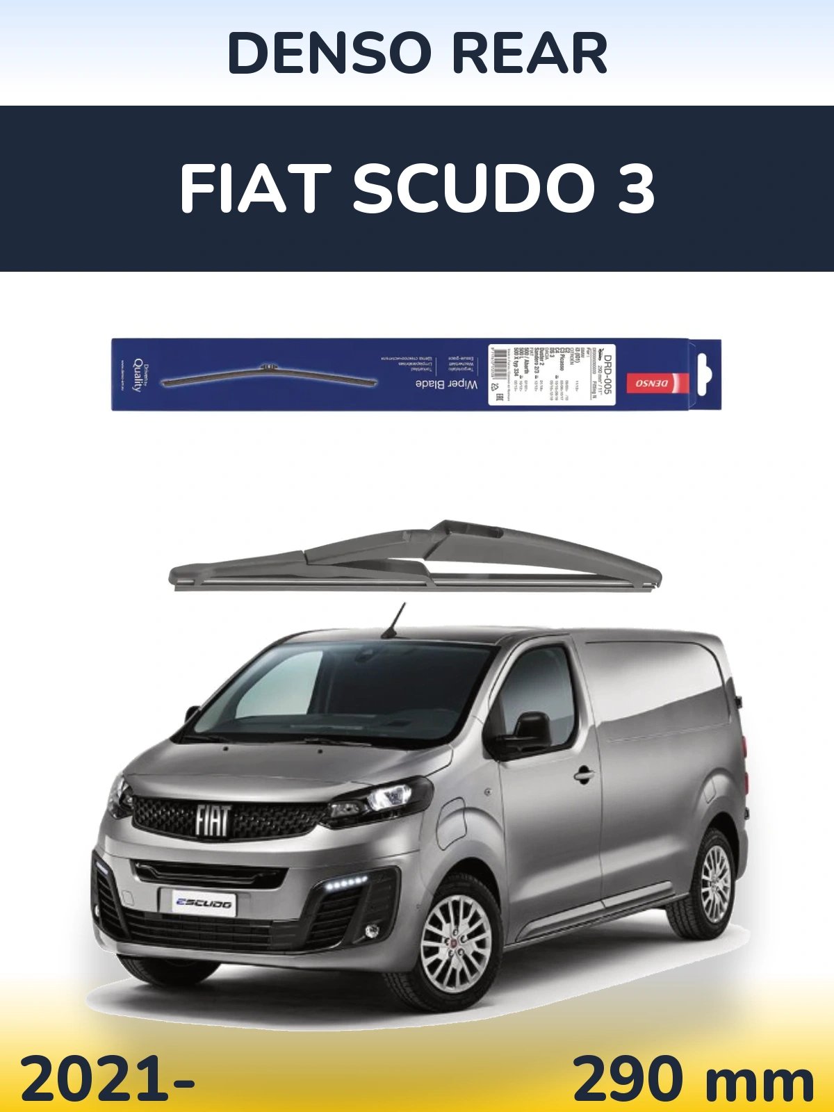 Rear wiper blade Denso Rear 290 mm for Fiat Scudo 3 2021-2026