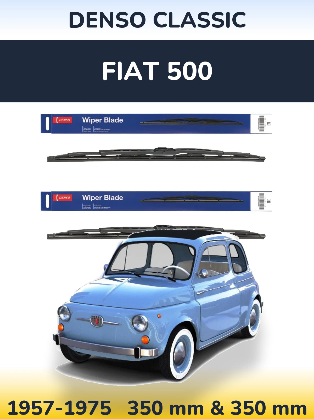 Комплект передних дворников Denso Classic 350 & 350 мм для Fiat 500 1957-1975
