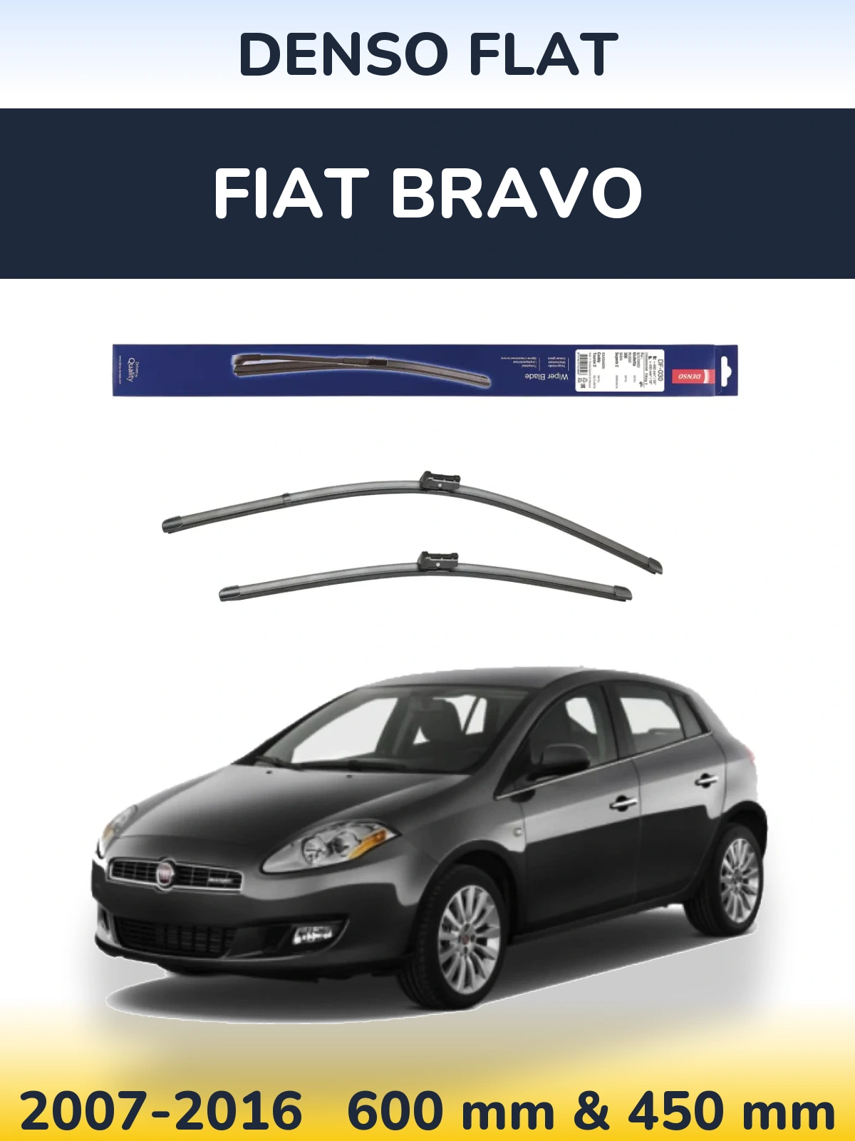 Комплект передних дворников Denso Flat 600 & 450 мм для Fiat Bravo 2007-2016