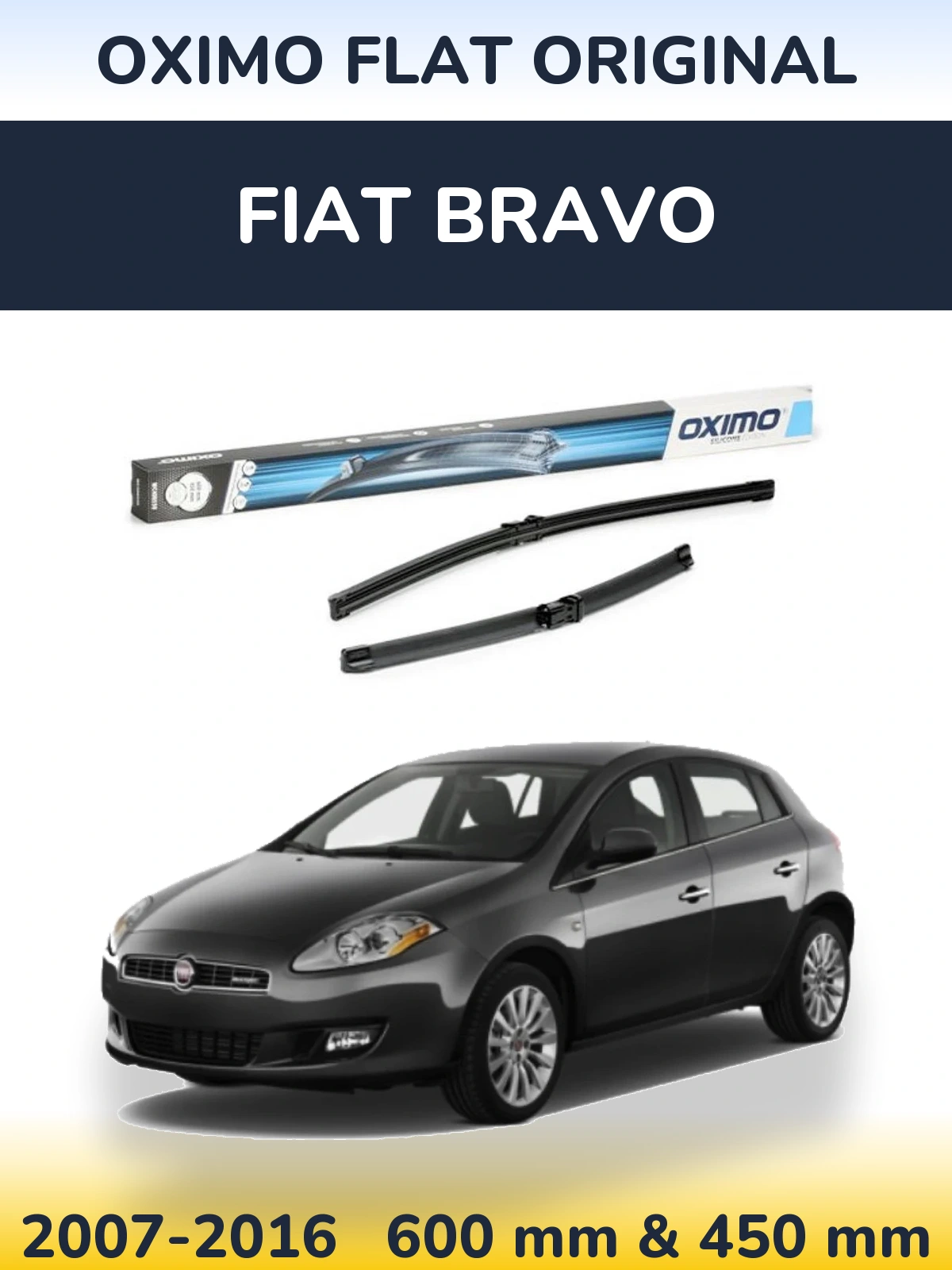 Front wiper blade set Oximo Flat Original 600 & 450 mm for Fiat Bravo 2007-2016
