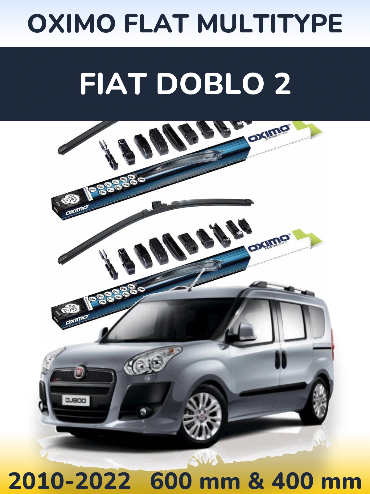 Комплект передних дворников Oximo Flat MultiТипe 600 & 400 мм для Fiat Doblo 2 2010-2022