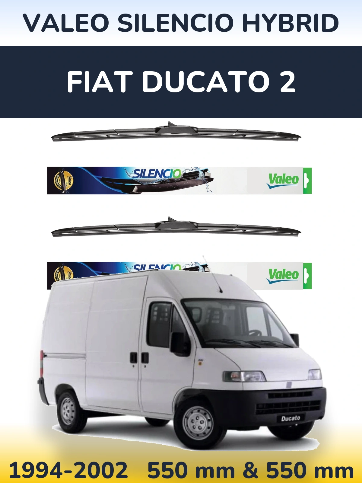 Комплект передніх щіток Valeo Silencio Hybrid 550 & 550 мм для Fiat Ducato 2 1994-2002