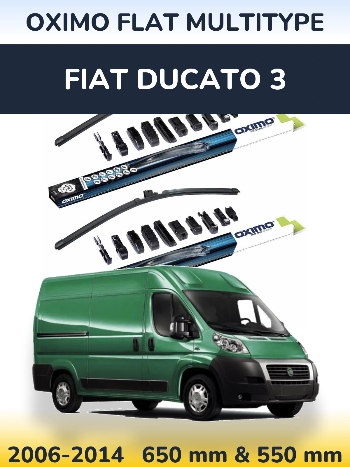 Front wiper blade set Oximo Flat MultiTypee 650 & 550 mm for Fiat Ducato 3 2006-2014