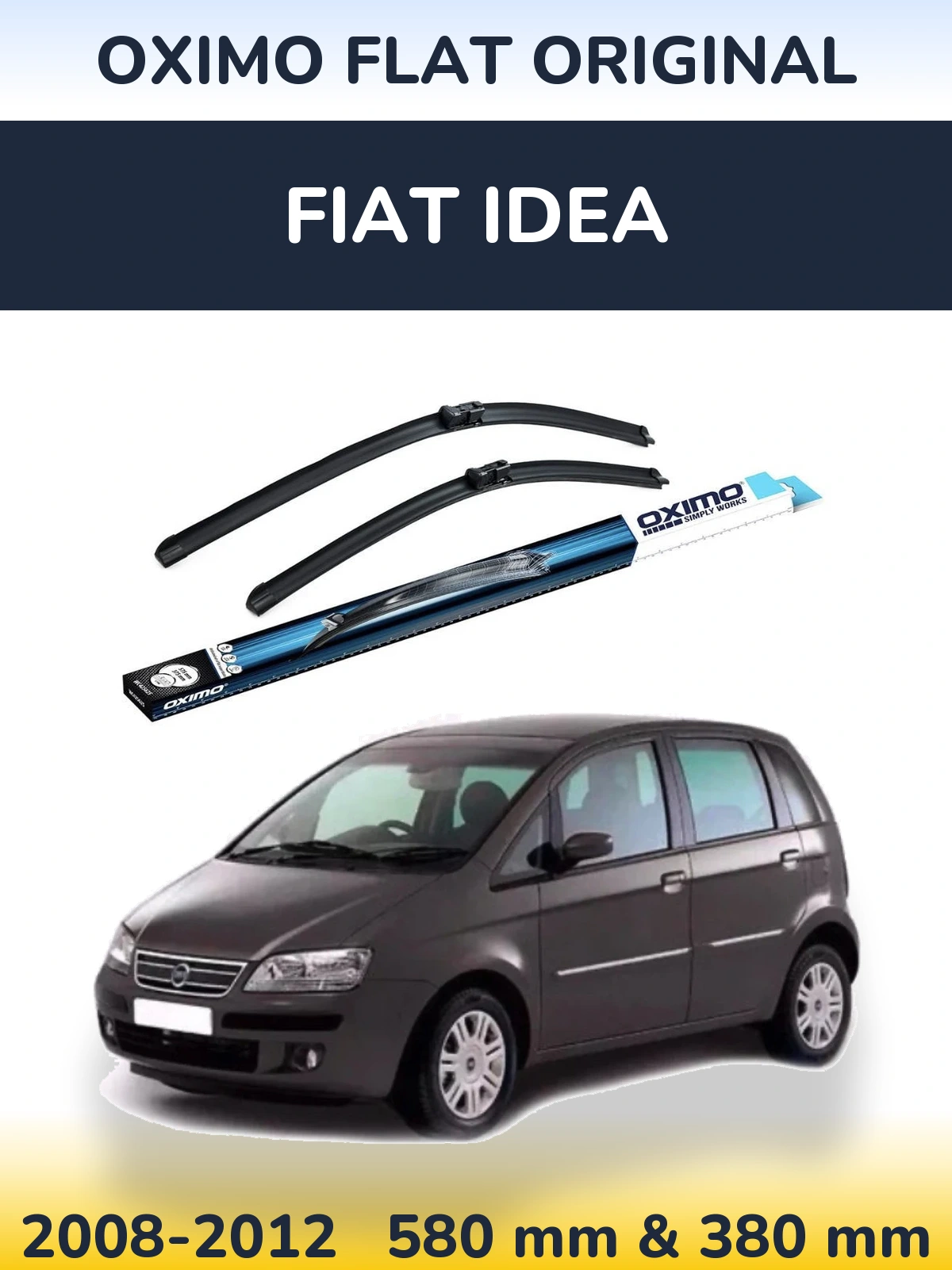 Front wiper blade set Oximo Flat Original 580 & 380 mm for Fiat Idea 2008-2012