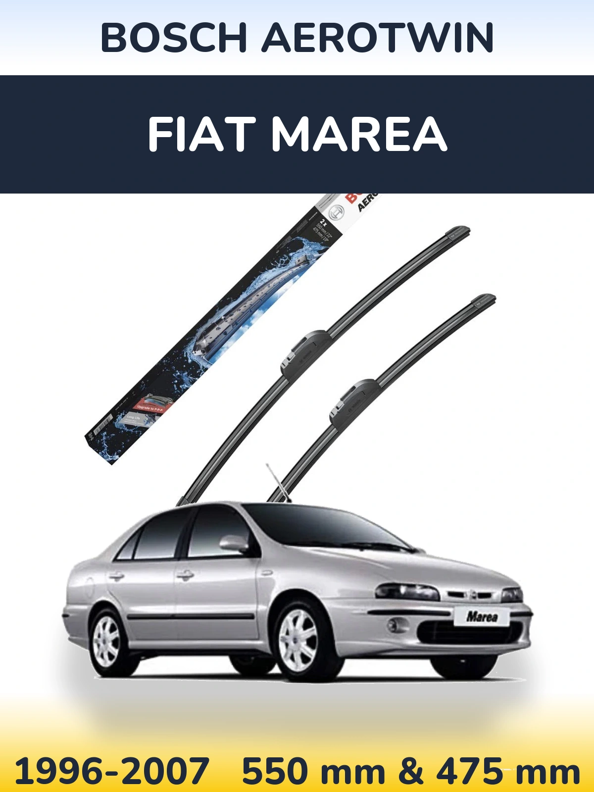 Front wiper blade set BOSCH AeroTwin 550 & 475 mm for Fiat Marea 1996-2007