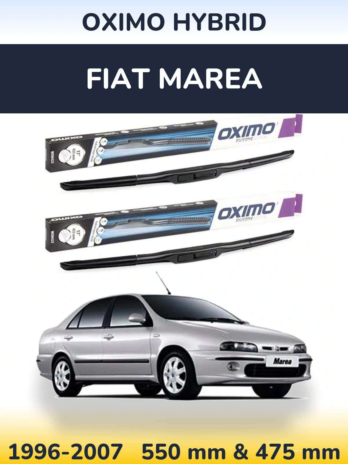 Front wiper blade set Oximo Hybrid 550 & 475 mm for Fiat Marea 1996-2007