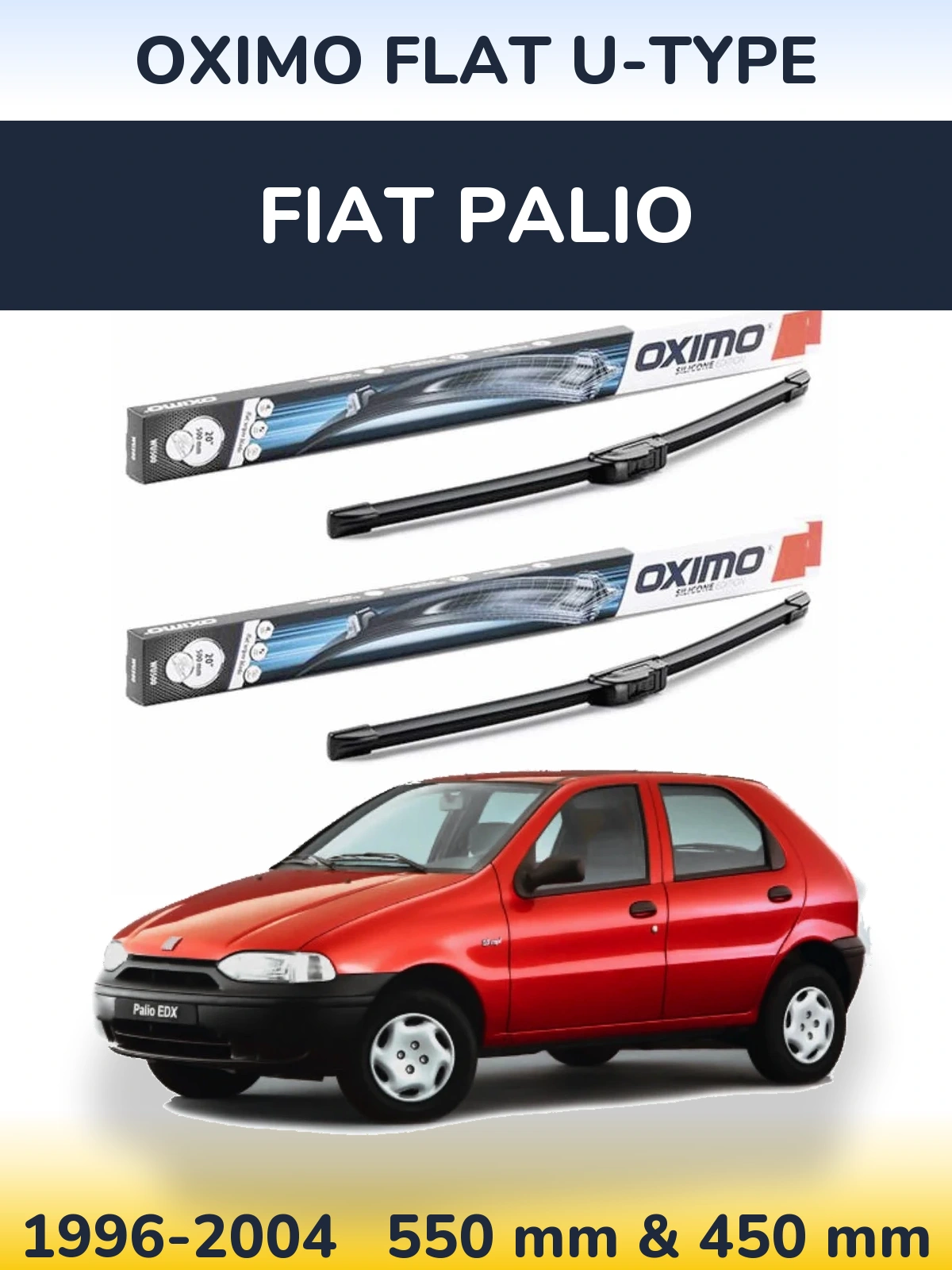 Комплект передних дворников Oximo Flat U-type 550 & 450 мм для Fiat Palio 1996-2004