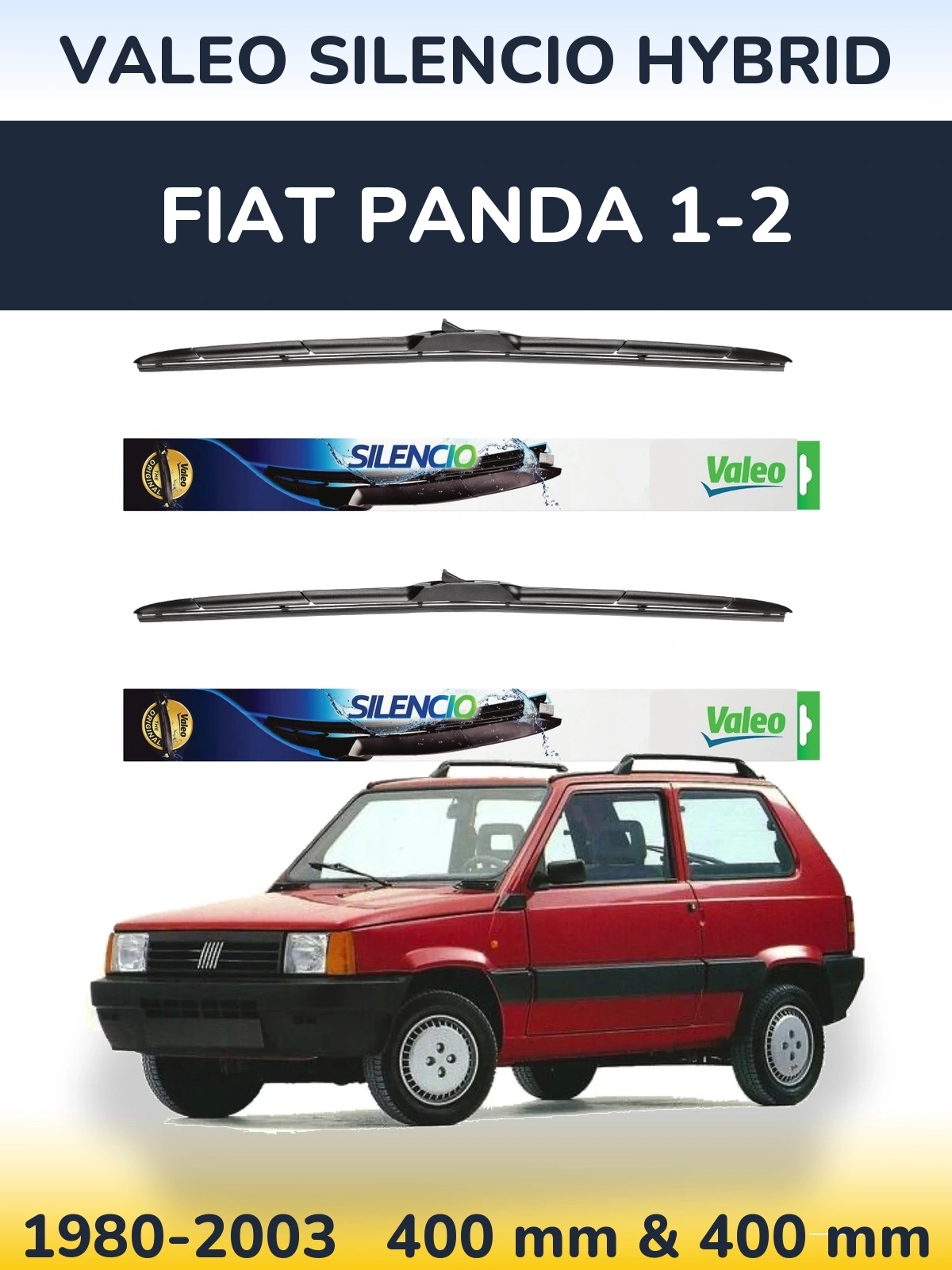 Комплект передних дворников Valeo Silencio Hybrid 400 & 400 мм для Fiat Panda 1-2 1980-2003