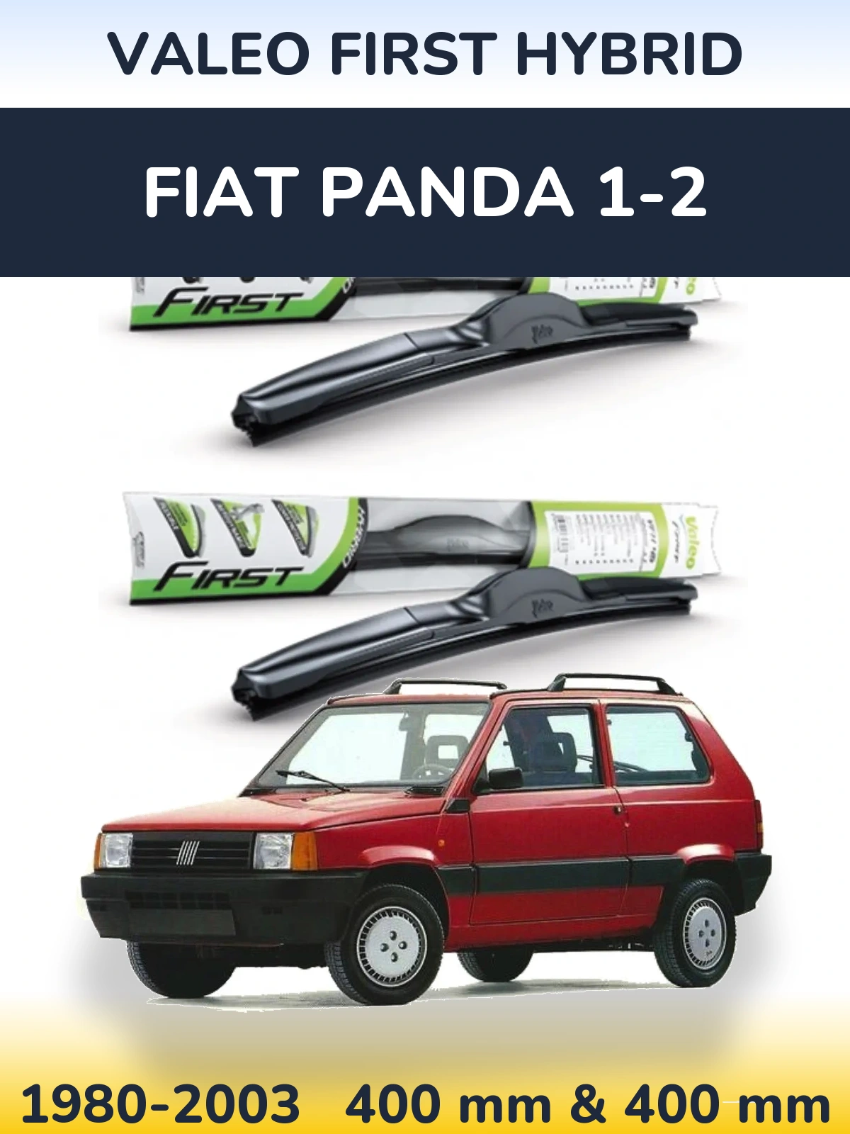 Front wiper blade set Valeo First Hybrid 400 & 400 mm for Fiat Panda 1-2 1980-2003