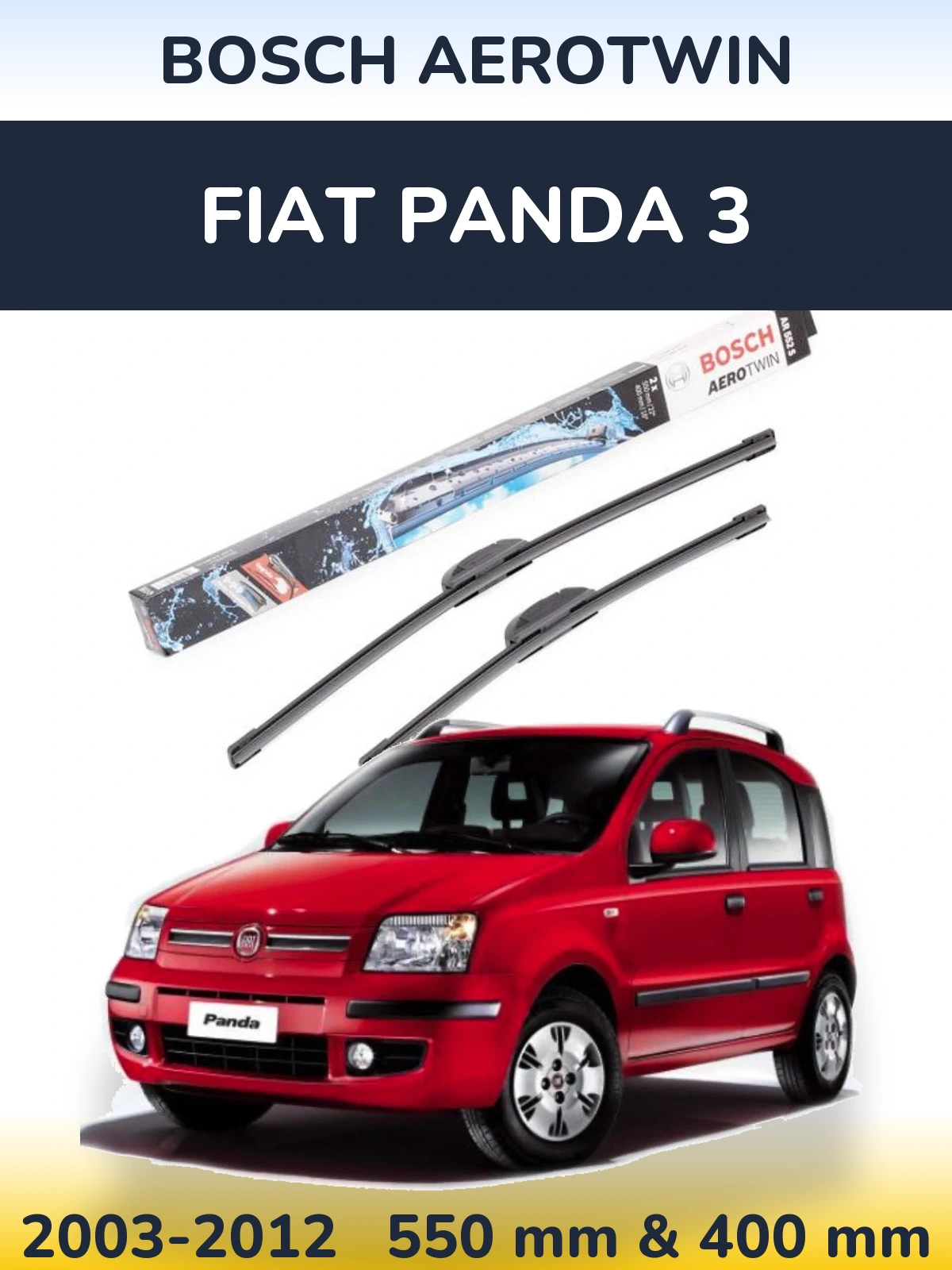 Комплект передніх щіток BOSCH AeroTwin 550 & 400 мм для Fiat Panda 3 2003-2012