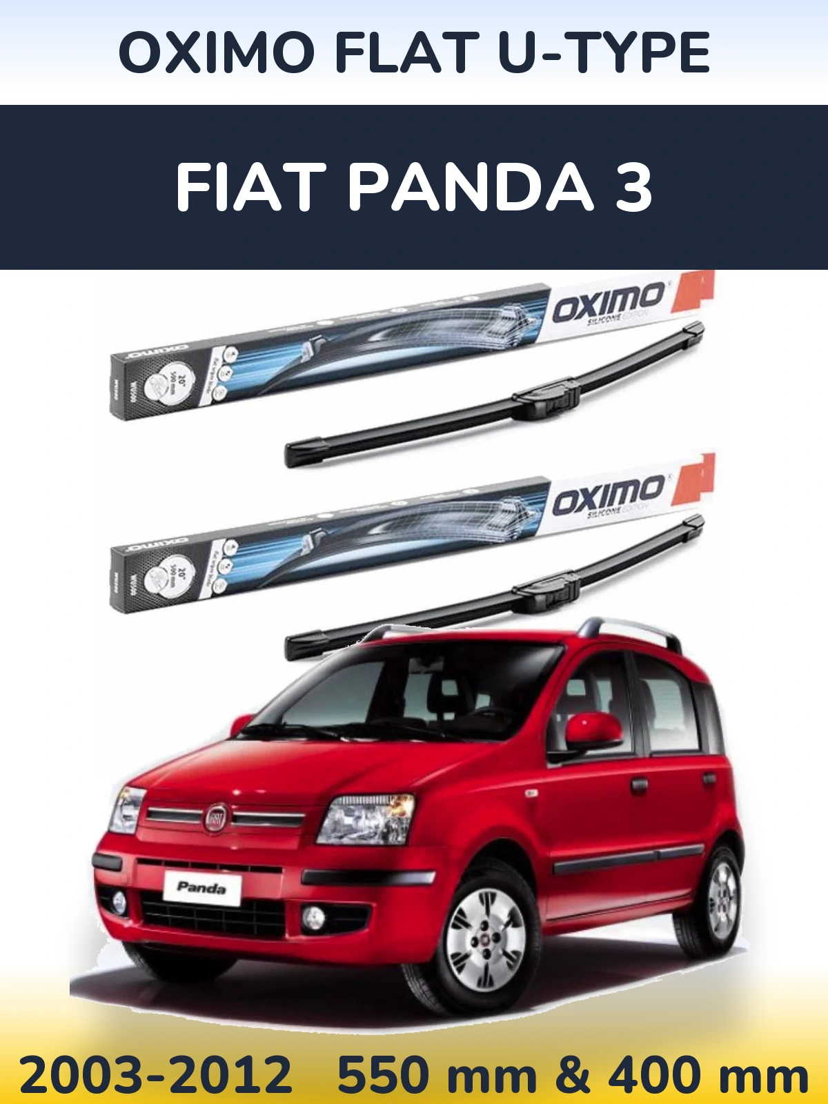 Комплект передніх щіток Oximo Flat U-type 550 & 400 мм для Fiat Panda 3 2003-2012