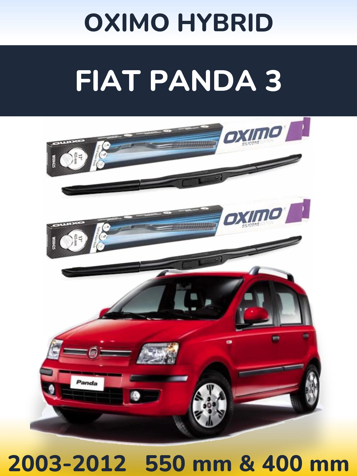 Front wiper blade set Oximo Hybrid 550 & 400 mm for Fiat Panda 3 2003-2012
