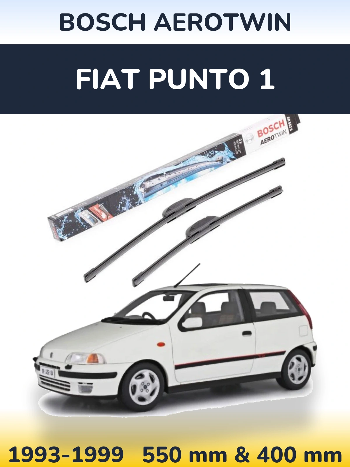 Front wiper blade set BOSCH AeroTwin 550 & 400 mm for Fiat Punto 1 1993-1999