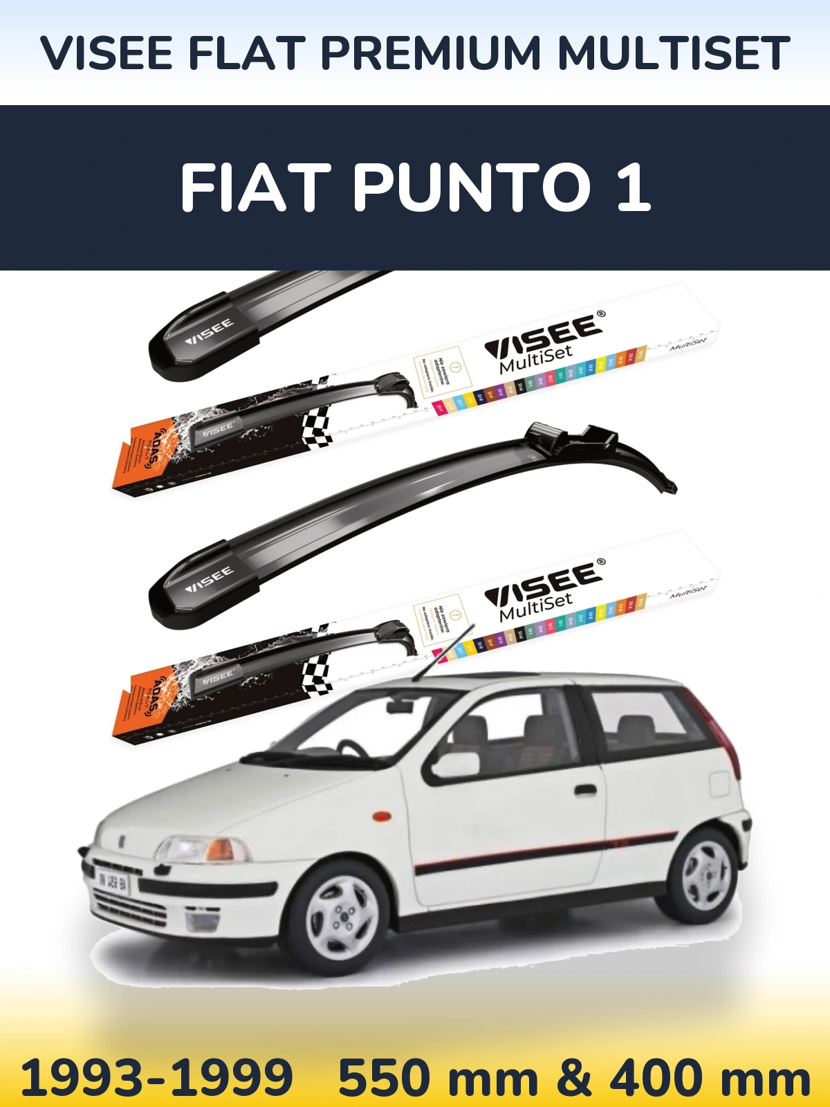 Front wiper blade set VISEE FLAT PREMIUM MultiSet 550 & 400 mm for Fiat Punto 1 1993-1999