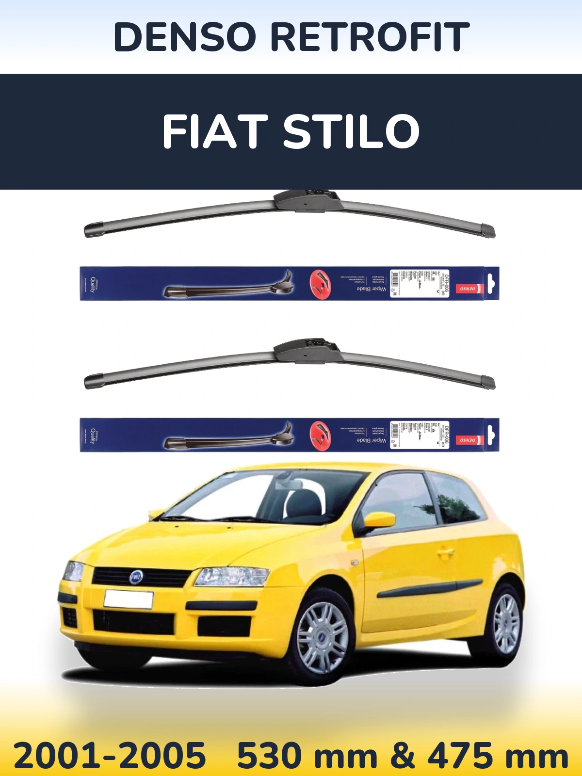Комплект передних дворников Denso Retrofit 530 & 475 мм для Fiat Stilo 2001-2005
