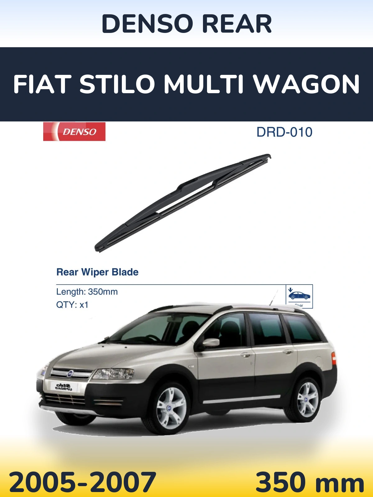 Rear wiper blade Denso Rear 350 mm for Fiat Stilo Multi Wagon 2005-2007
