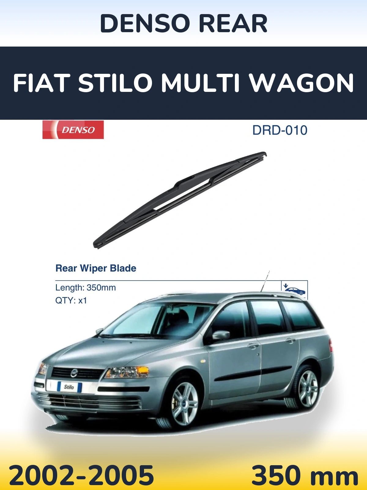 Rear wiper blade Denso Rear 350 mm for Fiat Stilo Multi Wagon 2002-2005