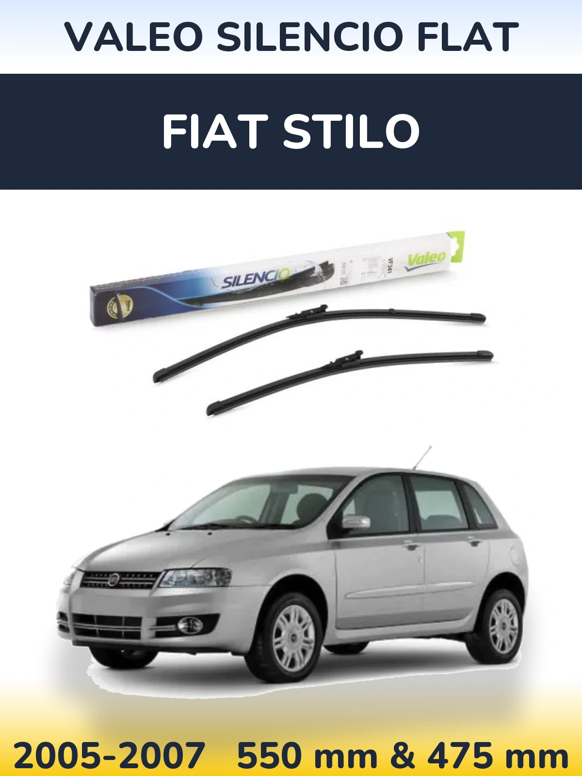 Комплект передних дворников Valeo Silencio Flat 550 & 450 мм для Fiat Stilo 2005-2007