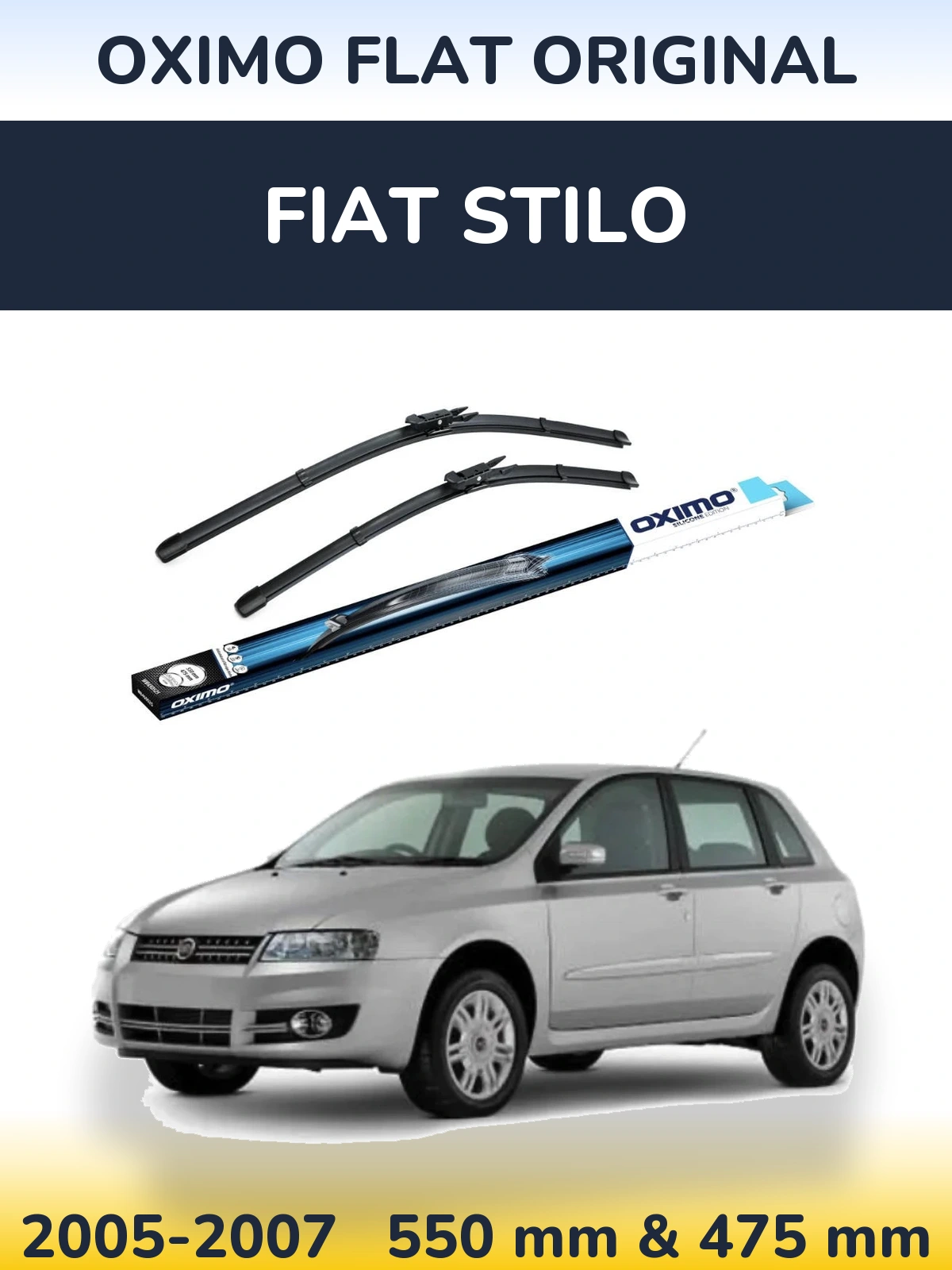 Front wiper blade set Oximo Flat Original 550 & 475 mm for Fiat Stilo 2005-2007