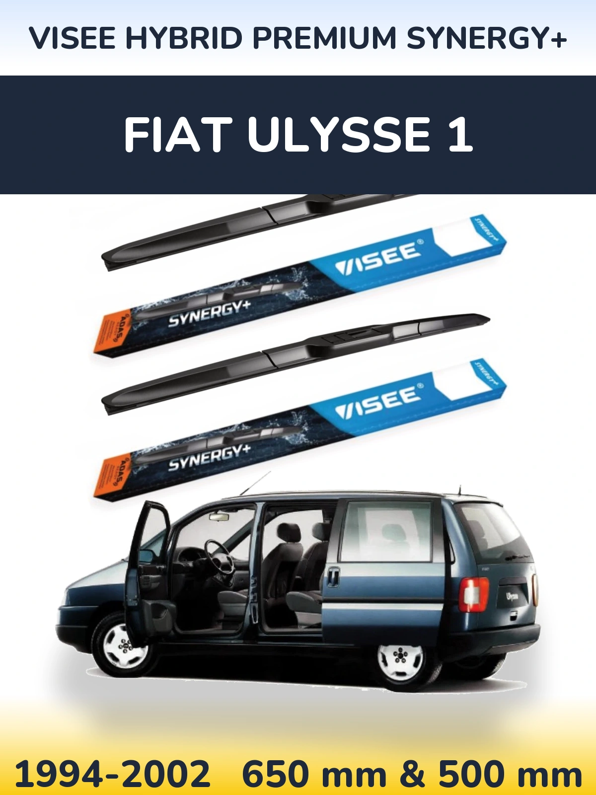 Комплект передних дворников VISEE HYBRID PREMIUM SYNERGY+ 650 & 500 мм для Fiat Ulysse 1 1994-2002