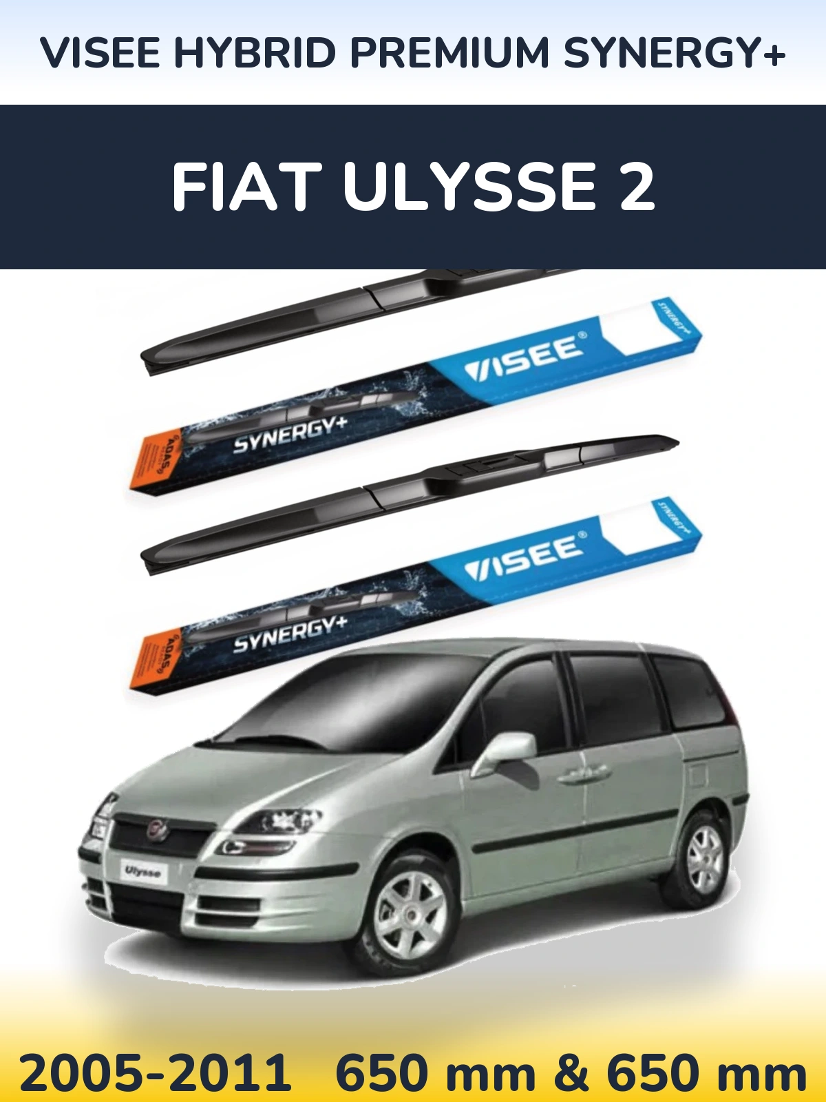 Комплект передних дворников VISEE HYBRID PREMIUM SYNERGY+ 650 & 650 мм для Fiat Ulysse 2 2005-2011