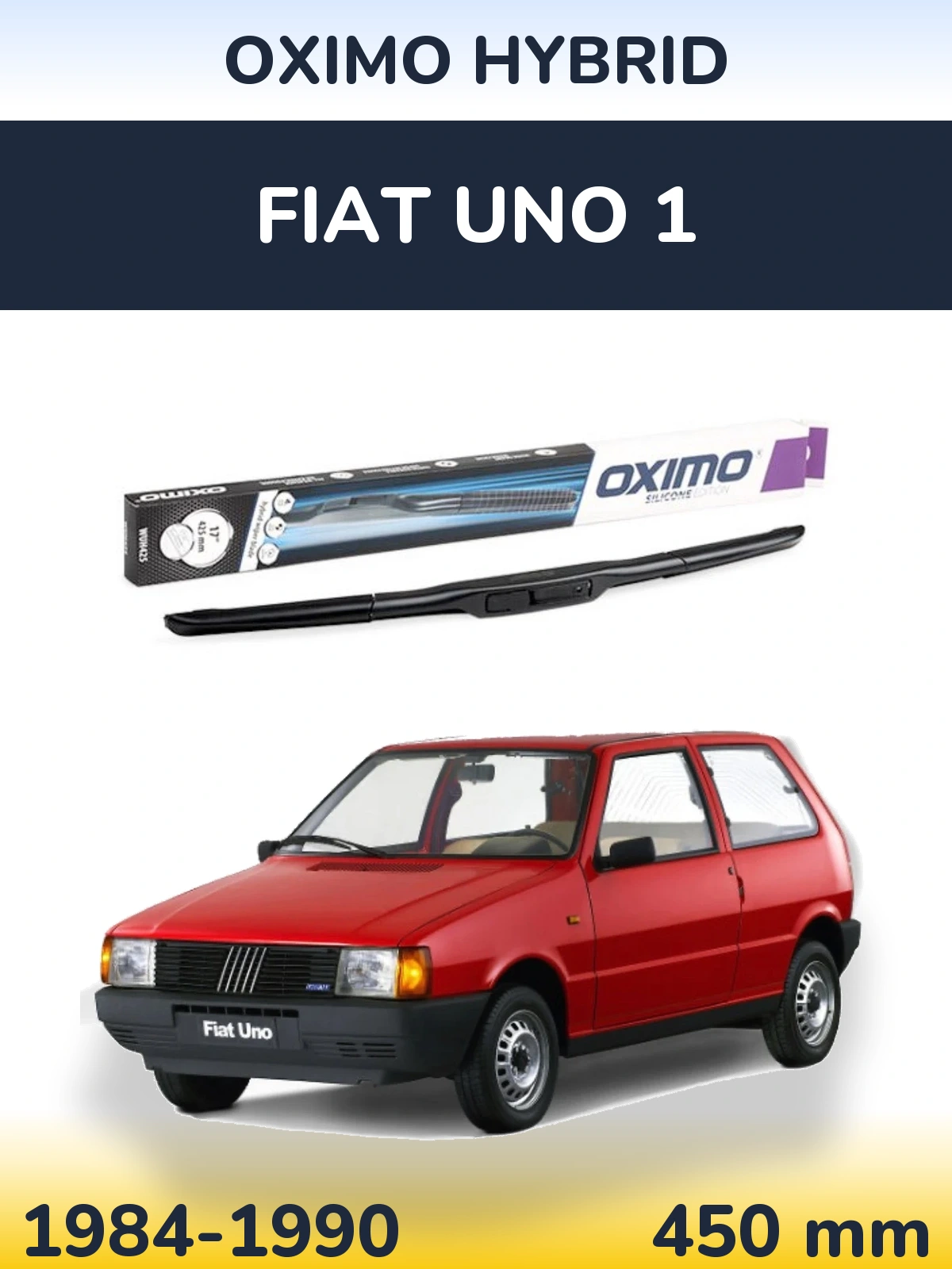 Front wiper blade Oximo Hybrid 450 mm for Fiat Uno 1 1984-1990