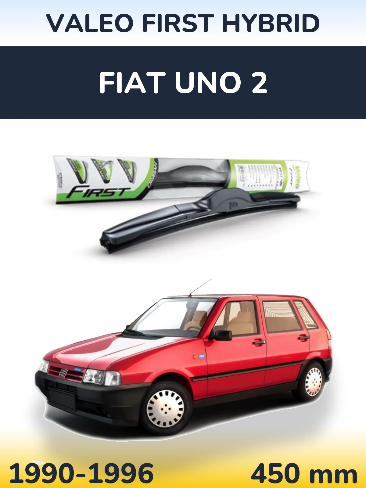 Front wiper blade Valeo First Hybrid 450 mm for Fiat Uno 2 1990-1996