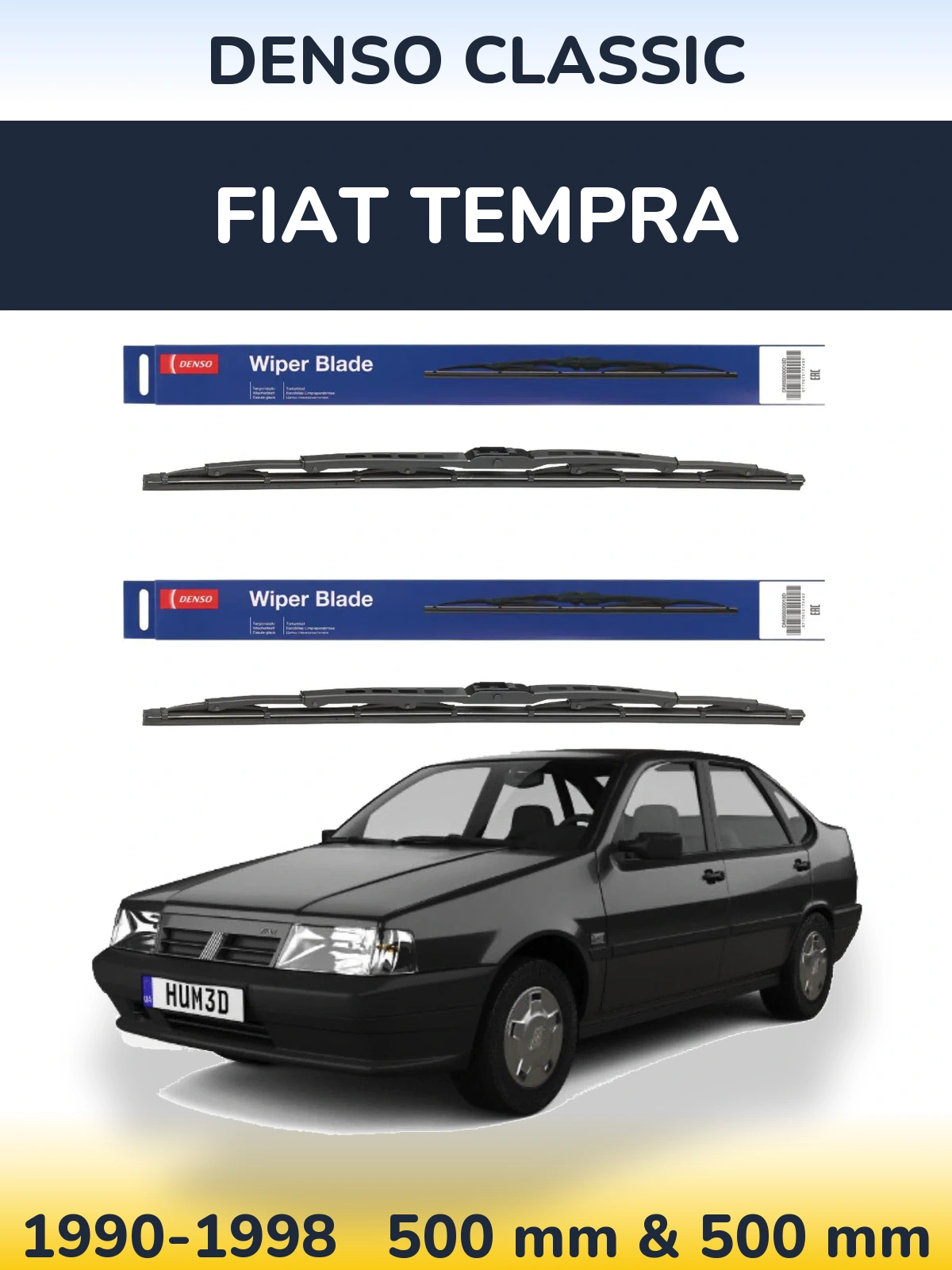 Комплект передних дворников Denso Classic 500 & 500 мм для Fiat Tempra 1990-1998