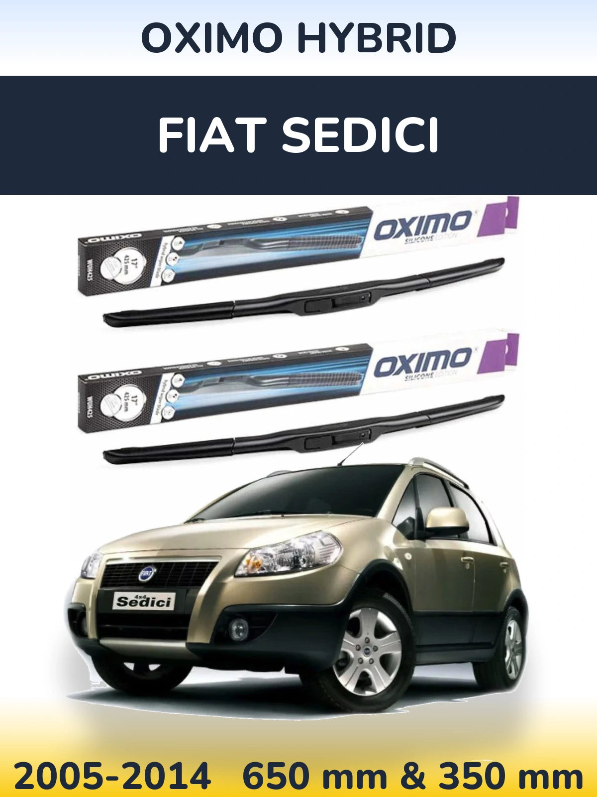 Комплект передніх щіток Oximo Hybrid 650 & 350 мм для Fiat Sedici 2005-2014