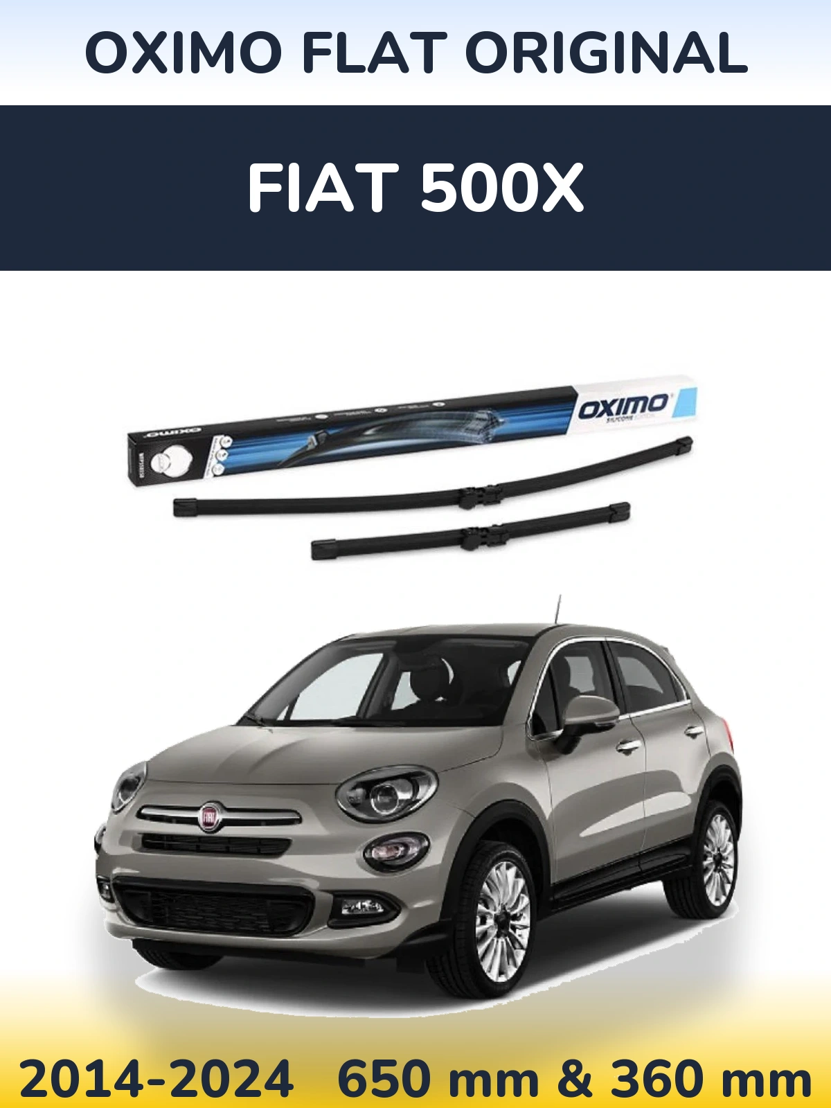 Комплект передних дворников Oximo Flat Original 650 & 350 мм для Fiat 500X 2014-2024