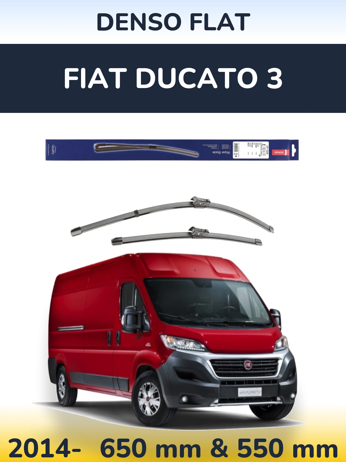 Front wiper blade set Denso Flat 650 & 550 mm for Fiat Ducato 3 2014-2026