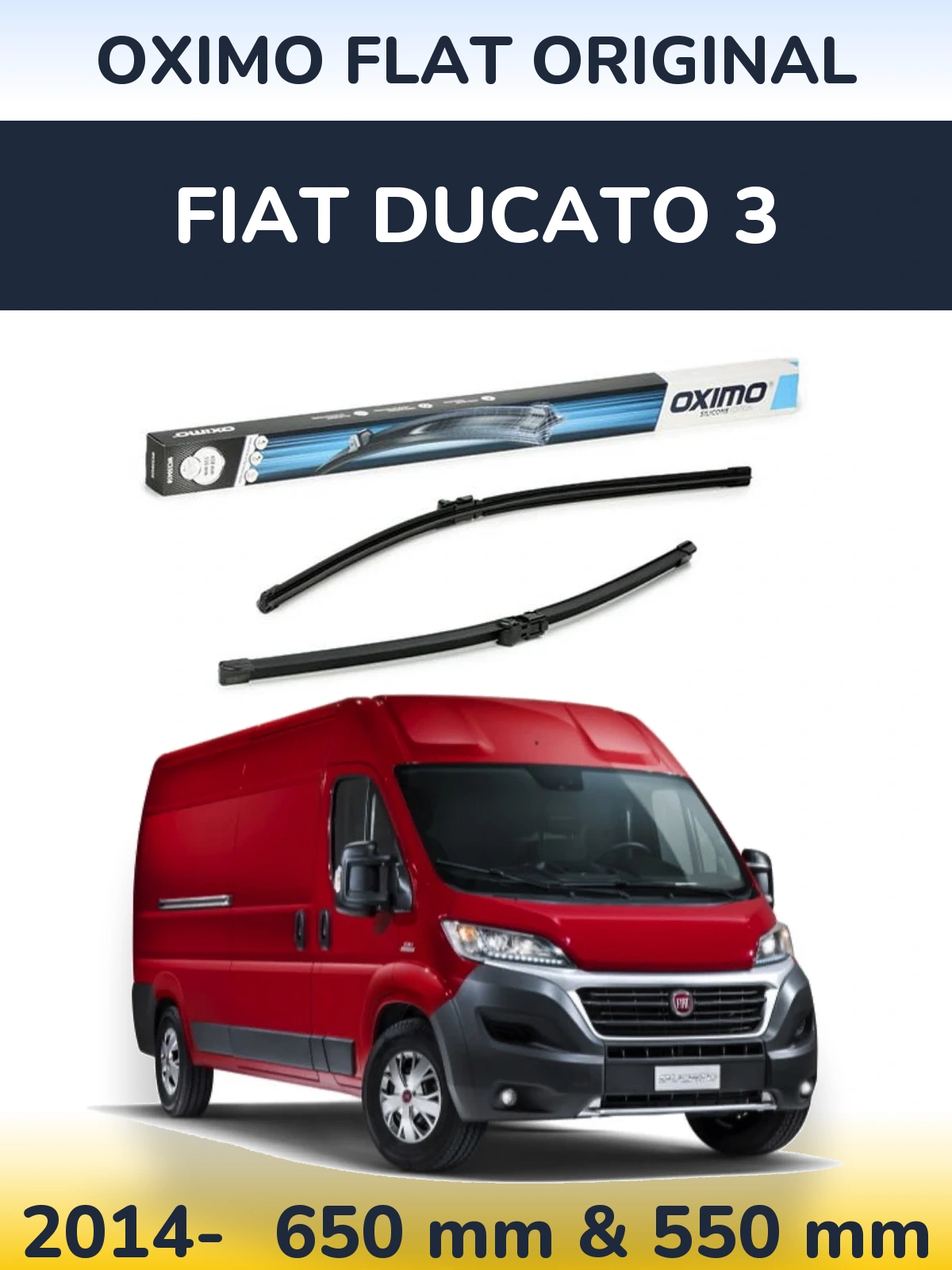 Front wiper blade set Oximo Flat Original 650 & 550 mm for Fiat Ducato 3 2014-2026