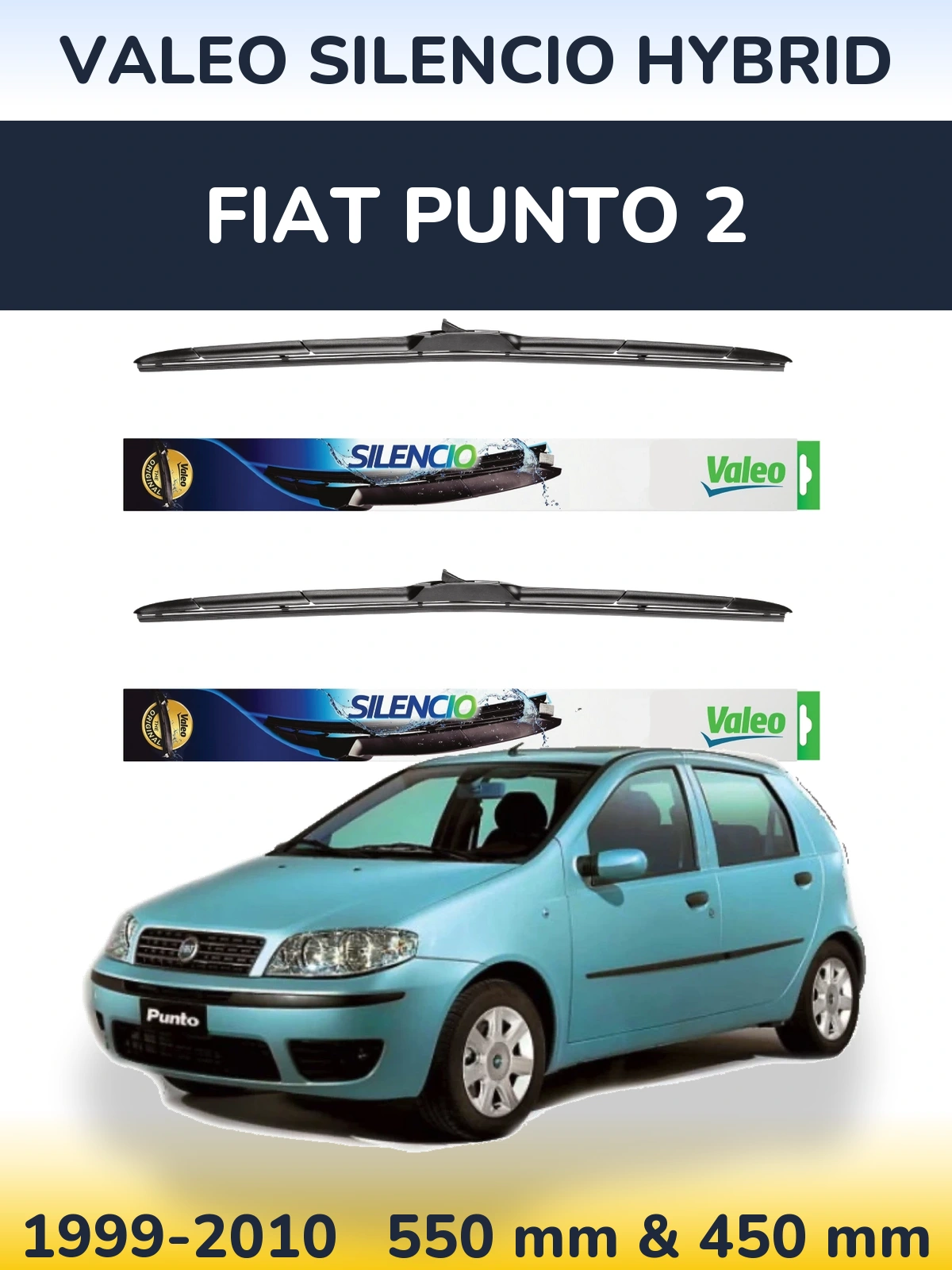 Комплект передніх щіток Valeo Silencio Hybrid 550 & 450 мм для Fiat Punto 2 1999-2010
