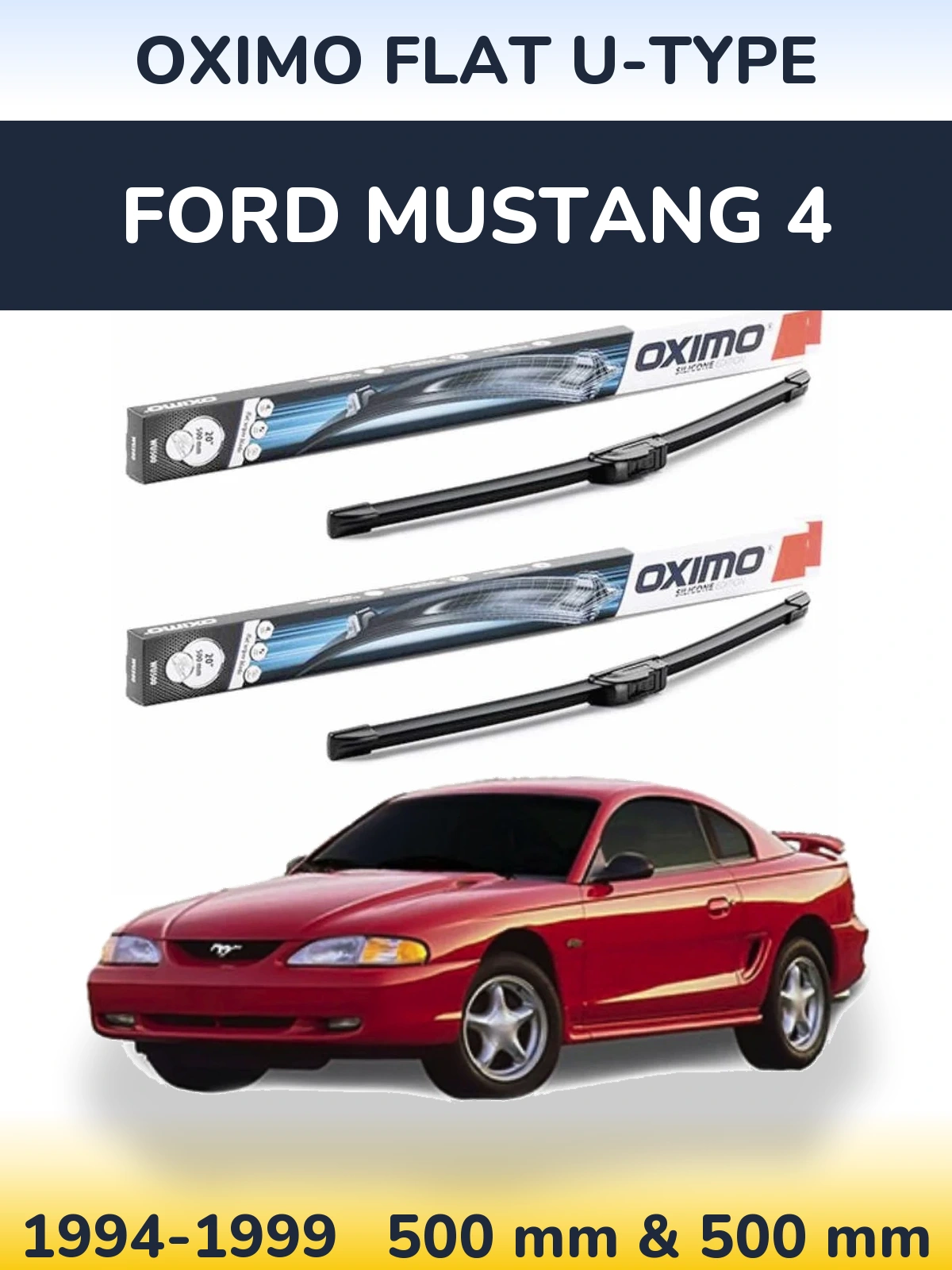 Комплект передних дворников Oximo Flat U-type 500 & 500 мм для Ford Mustang 4 1994-1999