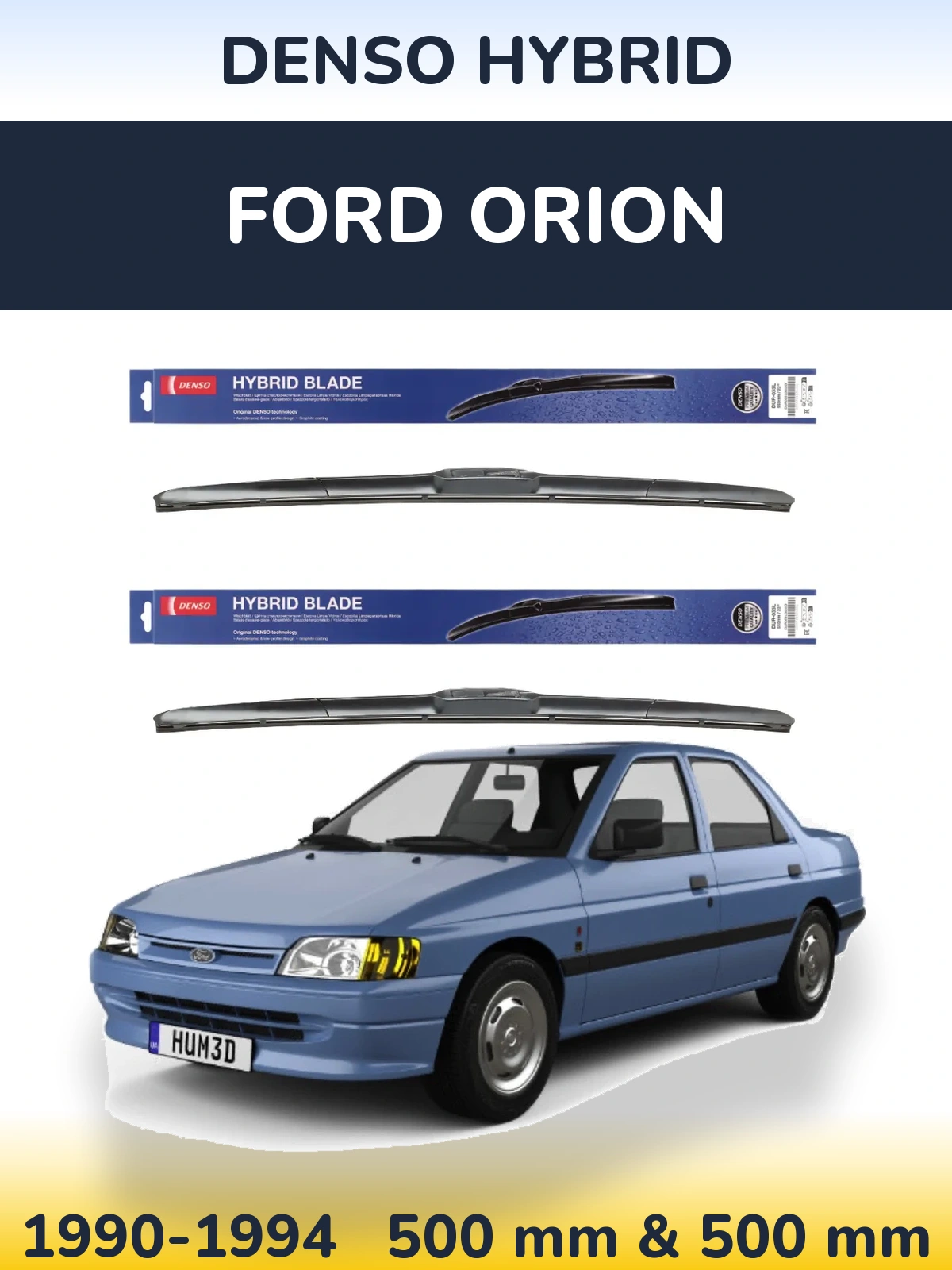 Комплект передних дворников Denso Hybrid 500 & 500 мм для Ford Orion 1990-1994