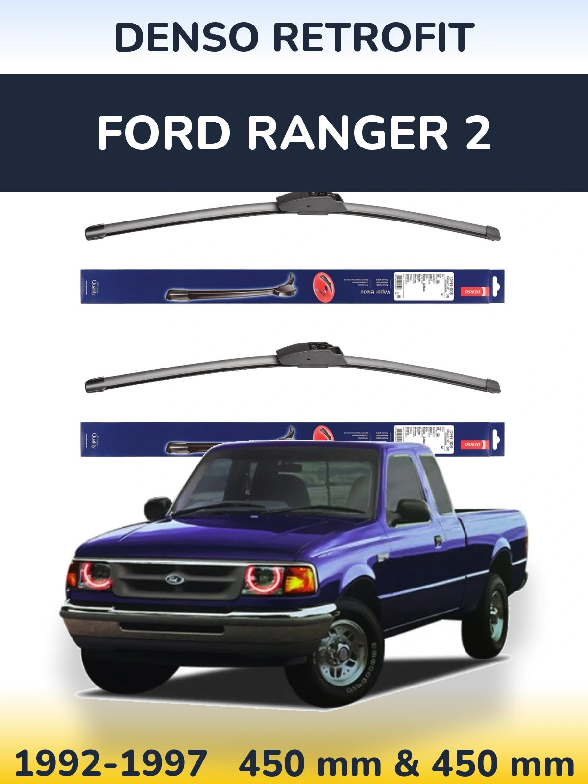 Комплект передніх щіток Denso Retrofit 450 & 450 мм для Ford Ranger 2 1992-1997