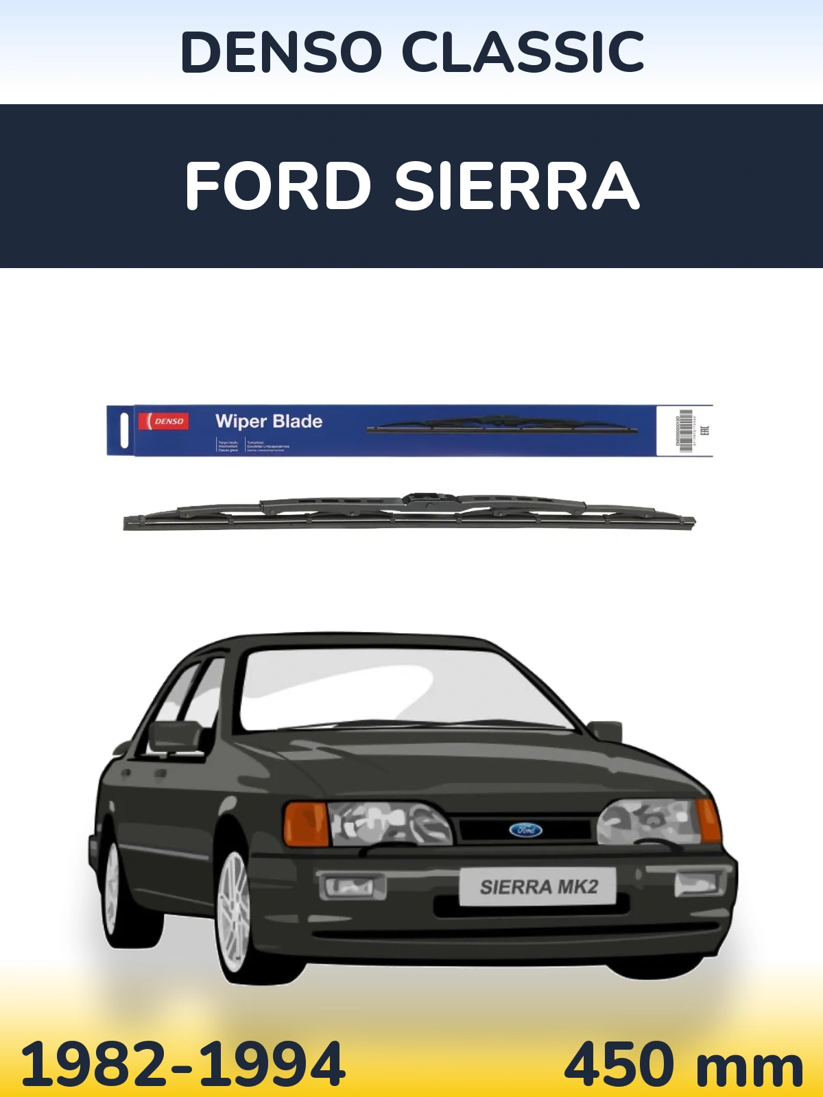 Rear wiper blade Denso Classic 450 mm for Ford Sierra 1982-1994