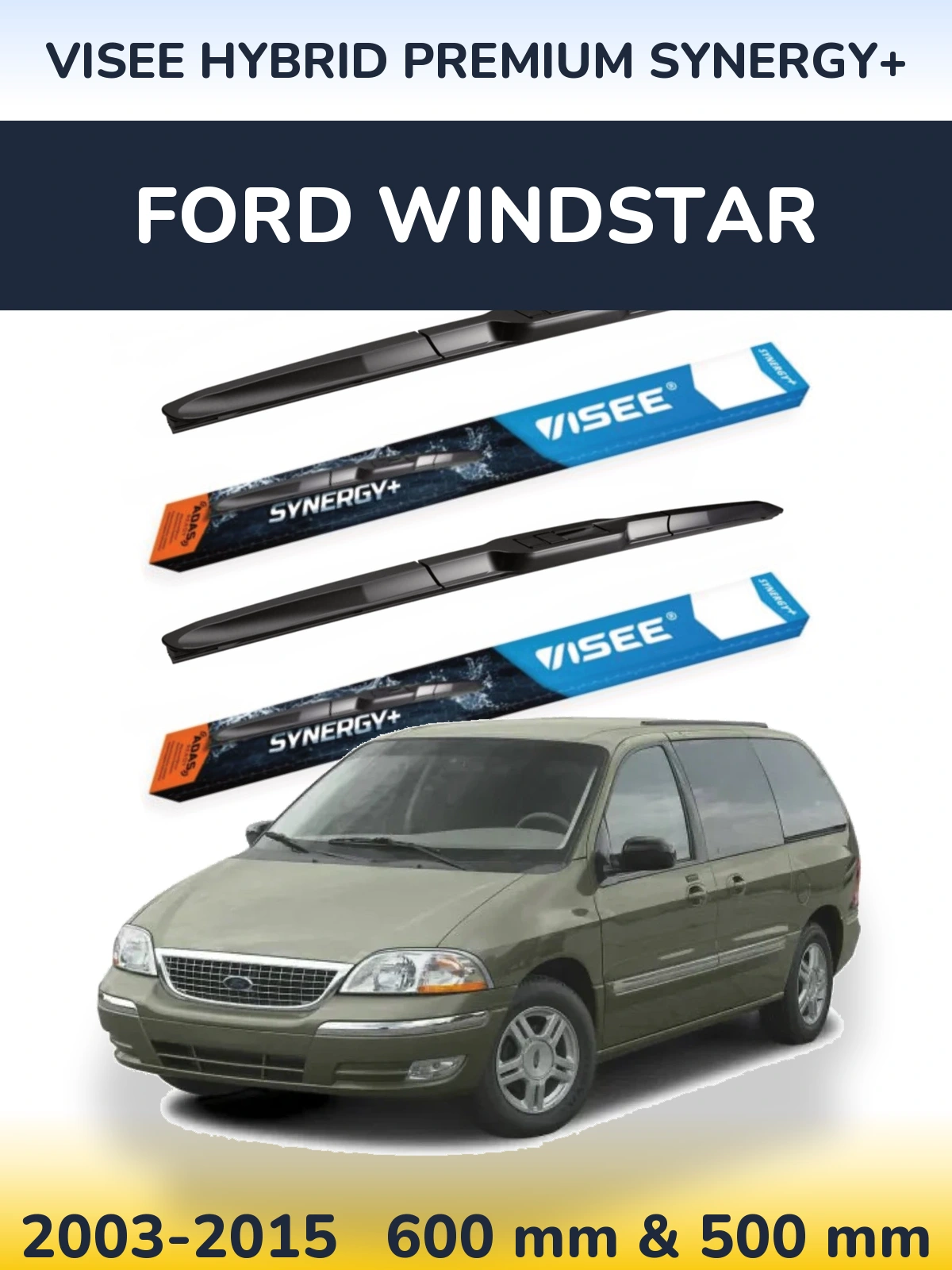 Комплект передніх щіток VISEE HYBRID PREMIUM SYNERGY+ 600 & 500 мм для Ford Windstar 2003-2015