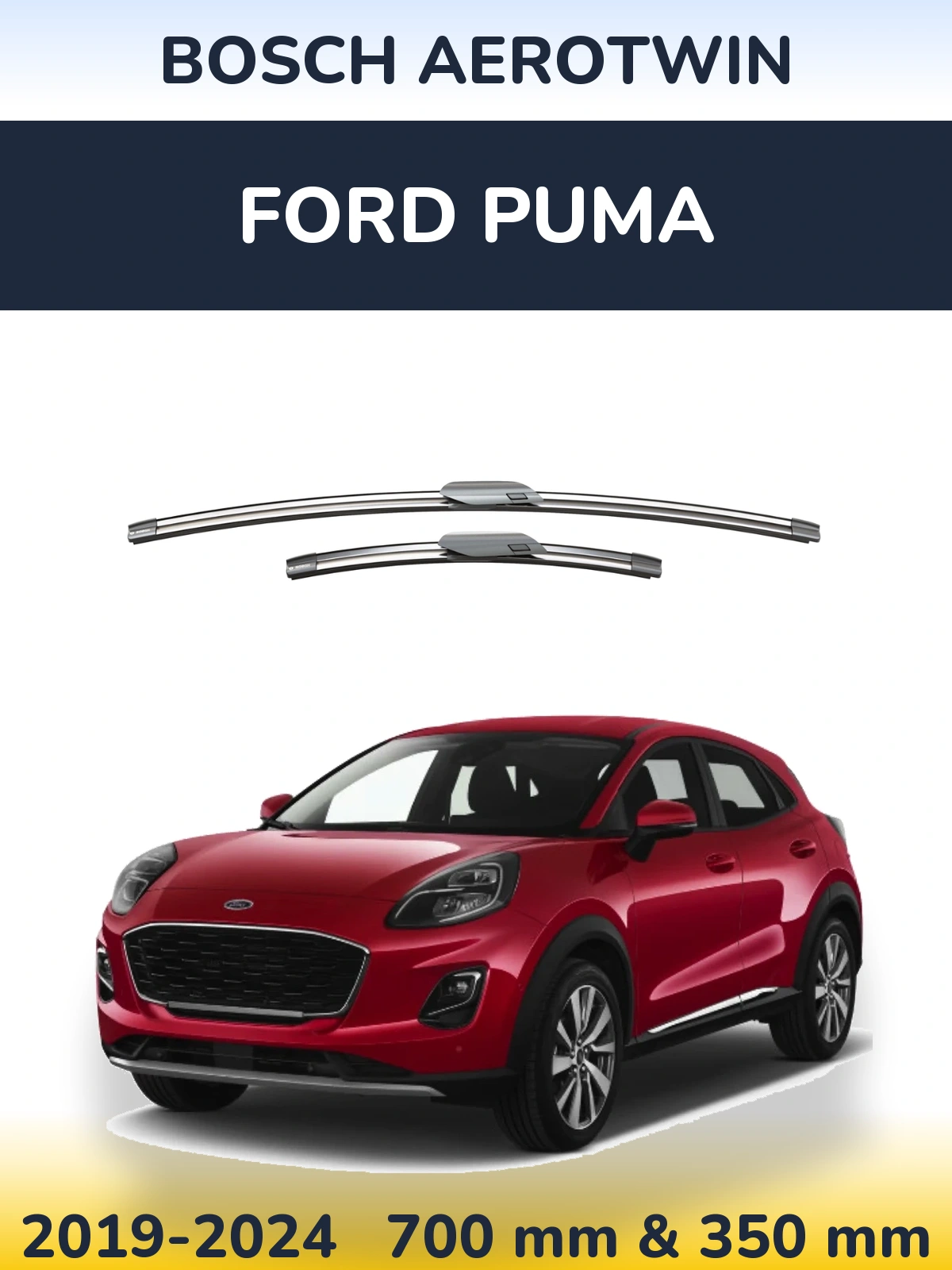 Front wiper blade set BOSCH AeroTwin 700 & 360 mm for Ford Puma 2019-2024